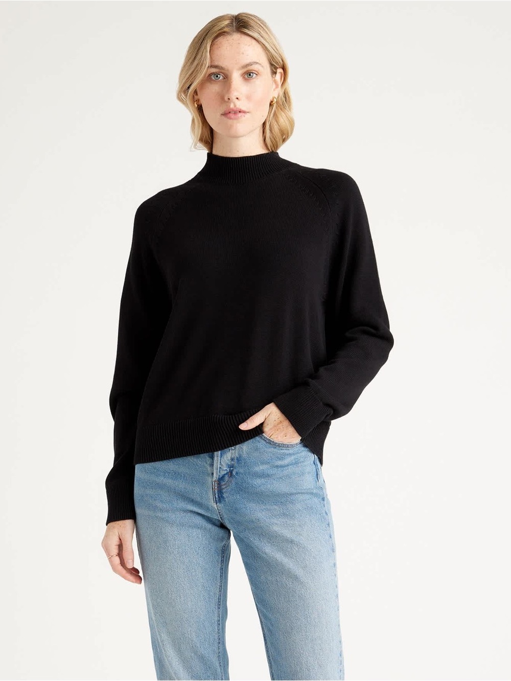 NWT Quince 100% Organic Cotton Mockneck Sweater - Small Black
